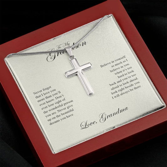 To My Grandson - Never Forget That I Love You - Cross Necklace